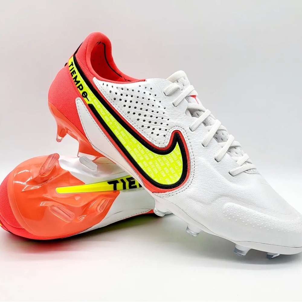 Nike Tiempo Legend 9 Elite FG Mens Size 9 White/ Bright Crimson/Volt